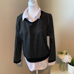 ZAC & RACHEL Polka Dot Sweater w White Collar